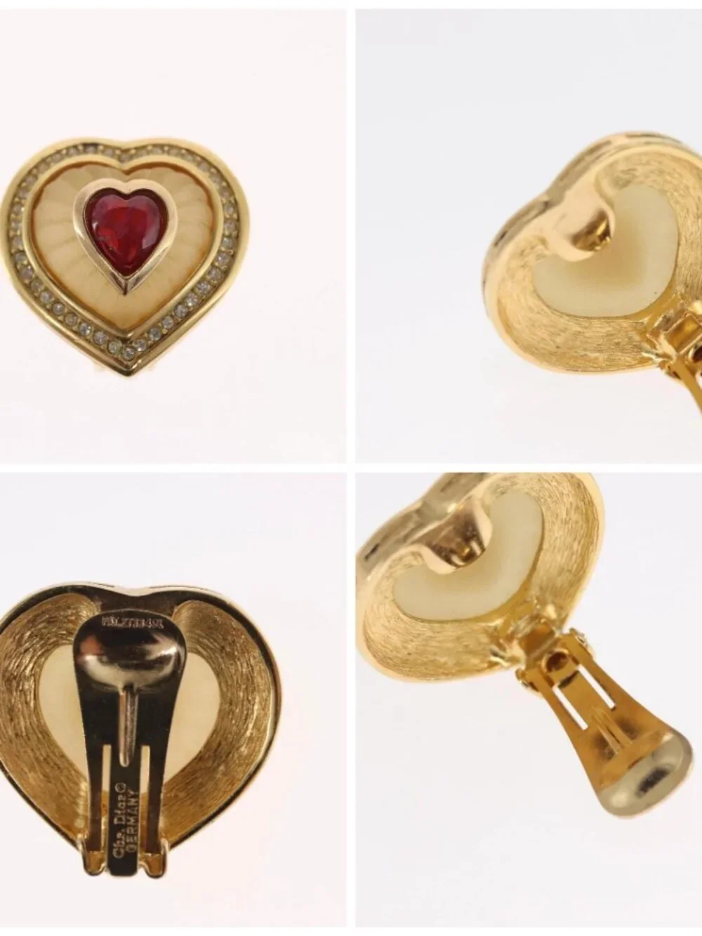 Christian Dior Earring Brooch metal Gold Tone Auth 169930V
